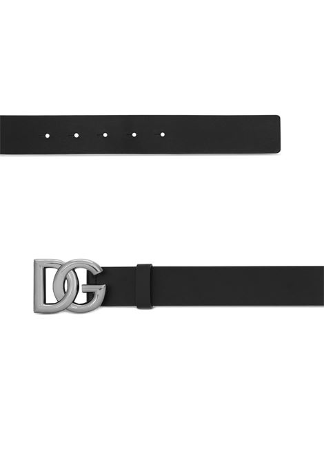 black calf leather silver DG logo-buckle belt  DOLCE & GABBANA | BC4644-AX6228V363
